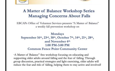 A Matter of Balance FREE 8 week workshop w/EBCAP (2nd series starts November 18th)